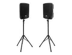 Seismic Audio MainShock-12-PAIR-PKG1 Active 1x12" 2-Way 500w Powered Speakers (Pair) w/ Tripod Stands main image