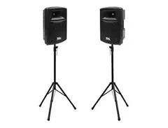 Seismic Audio PWS-10PAIRPKG1 Active 1x10" Molded 400w Powered Speakers (Pair) w/ Tripod Stands main image