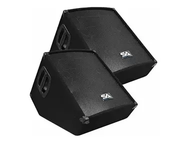 Seismic Audio SA-12MT-PW-PAIR Powered 1x12" Titanium Horn 300w Floor Monitor Wedge Speakers (Pair)