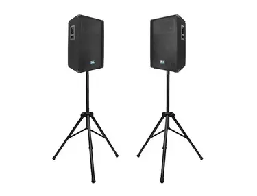 Seismic Audio SA-12T-PKG3 Passive 1x12" Titanium Horn 300w Speakers (Pair) w/ Tripod Stands
