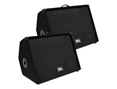 Seismic Audio SA-15M.3 Passive 1x15" 250w Floor Monitor Wedge Speakers w/ Pole Mounts (Pair)