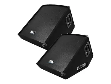 Seismic Audio SA-15MT-PW-PAIR Powered 1x15" Titanium Horn 350w Floor Monitor Wedge Speakers (Pair)
