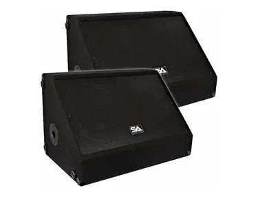 Seismic Audio SA-15MX Passive 1x15" Titanium Horn 350w Floor Monitor Wedge Speakers w/ Pole Mounts (Pair)