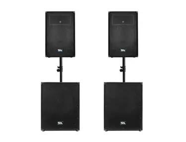 Seismic Audio SA-15TPKG5 PA Package w/ Two 1x15" Passive Speakers/Two 1x18" Passive Subwoofers/Sub Poles