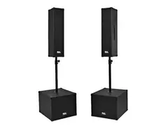 Seismic Audio SA-CPPA2 Powered Compact Portable PA System w/ Dual 4x5" Speakers, 12" Subs, Poles main image