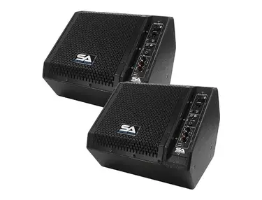 Seismic Audio SAX-10M-PW-PAIR Compact Powered 1x10" 200w 2-Way Titanium Horn Speakers (Pair)