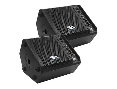 Seismic Audio SAX-8M-PW-PAIR Compact Powered 1x8" 150w 2-Way Titanium Horn Speakers (Pair)
