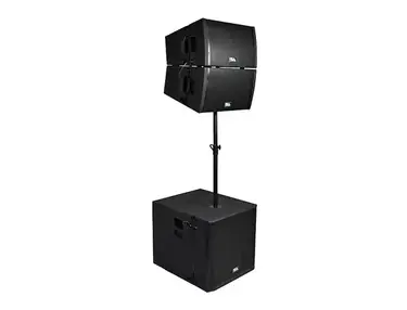 Seismic Audio SAXLP-PKG2 Line Array Package w/ Dual Powered 12" Speakers, 18" Sub, Mounting Pole