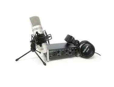 Tascam US2X2TP TrackPack USB Audio Interface Home Recording Package with TM-80 Condenser Mic, TH02 Headphones