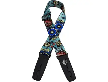 Lock-It Straps Polymer Plush 2" Locking Guitar Strap Flower Design