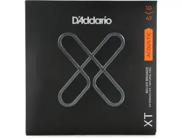 D'Addario XTABR1047 XT 80/20 Bronze Coated Acoustic Guitar Strings - .10-.047 Extra Light