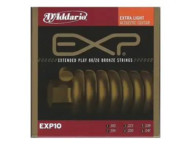 D'Addario EXP10 Coated 80/20 Extra Light Acoustic Guitar Strings
