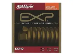 D'Addario EXP10 Coated 80/20 Extra Light Acoustic Guitar Strings