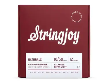 Stringjoy 10-50 12-String Extra Light Gauge Naturals - Phosphor Bronze Acoustic Guitar Strings
