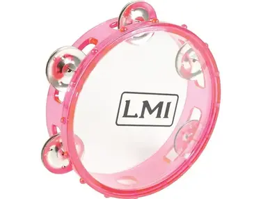 LMI Transparent Tambourine With Head Pink 15CM