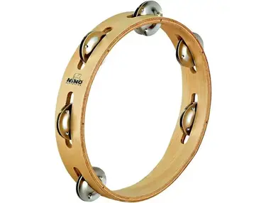 Nino Wood Tambourine 1 Row Natural 8 in.
