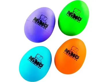 Nino Percussion Nino Plastic Egg Shaker 4 Piece Assortment Aubergine/Grass Green/Orange/Sky Blue