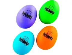 Nino Percussion Nino Plastic Egg Shaker 4 Piece Assortment Aubergine/Grass Green/Orange/Sky Blue main image