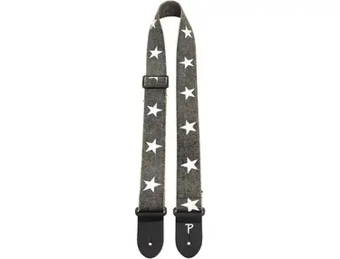 Perri's 2" Cotton Guitar Strap With Leather Ends Printed Stars 2 in.