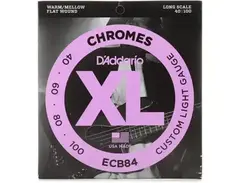 D'Addario XL Chromes Flatwound Bass Guitar Strings -.040-.100, Custom Light, Long Scale