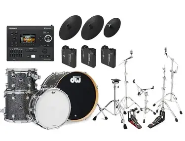 DW DWe 4-piece Drum Kit Bundle with Roland Electronic Cymbals, V51 Sound Module, and DW Hardware
