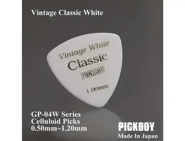 Pickboy Vintage Pick, Classic White Triangle, Celluloid Pick - 0.75 mm