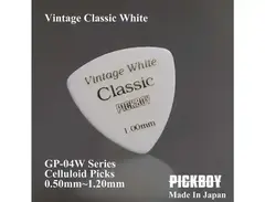 Pickboy Vintage Pick, Classic White Triangle, Celluloid Pick - 0.75 mm