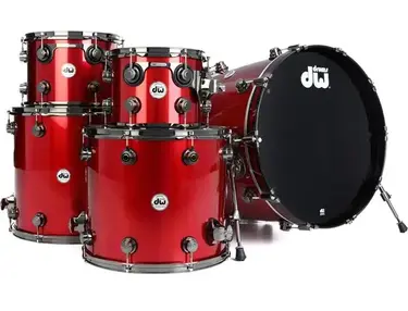 DW DRX45PRAS-BN Collector's Series Maple 5-piece Shell Pack - Red Anodized Stainless Finish