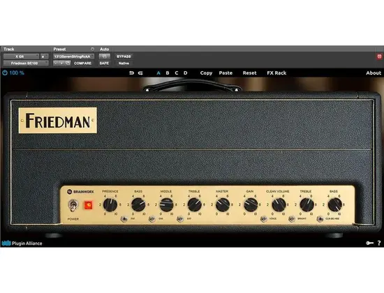 Brainworx (Plugin Alliance) Friedman BE-100 Amplifier Plug-in