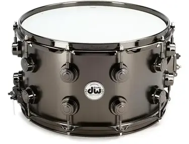 DW Collector's Series Metal Snare Drum - 8 x 14-inch - Satin Black Over Brass - Black Nickel Hardware