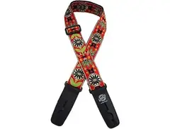Lock-It Straps Jacquard 2" Locking Guitar Strap Red with Gold Flowers main image