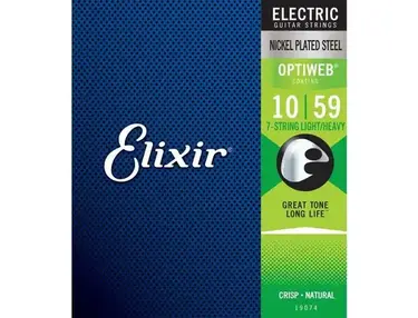 Elixir Optiweb Nickel Wound 7-String 10-59 Electric Guitar Strings, Light/Medium