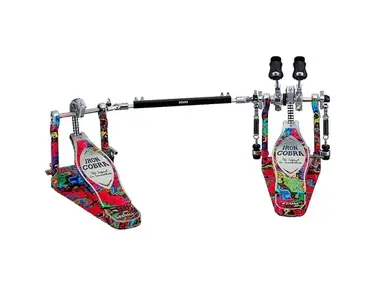 TAMA Limited-Edition 50th Anniversary Iron Cobra Power Glide Psychedelic Rainbow Double Pedal