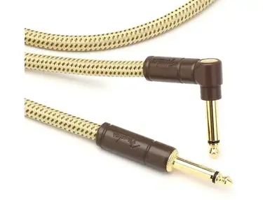 Fender Deluxe Series Tweed Instrument Cable - Straight to Right Angle - 18.6 foot Tweed