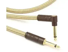 Fender Deluxe Series Tweed Instrument Cable - Straight to Right Angle - 18.6 foot Tweed