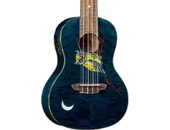 Luna Owl Quilt Top Concert Acoustic-Electric Ukulele Transparent Blue main image