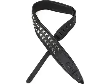 Levy's Rebel Leather Series Guitar Strap - Black with Silver Studs