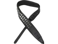Levy's Rebel Leather Series Guitar Strap - Black with Silver Studs main image