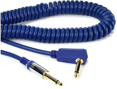 Vox VCC090BL VCC Vintage Straight to Right Angle Coiled Cable - 29.5 foot Blue