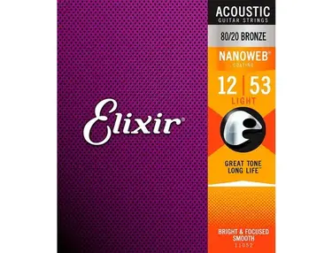 Elixir 80/20 Bronze with NANOWEB Strings, Light .012-.053