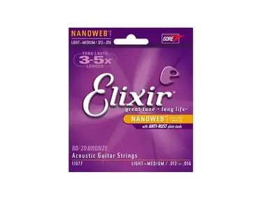 Elixir Nanoweb Light - Medium Acoustic Guitar Strings