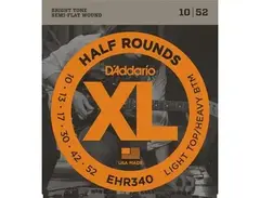 D'Addario EHR340 Half Round Light Top/Heavy Bottom Electric Guitar Strings (10-52)