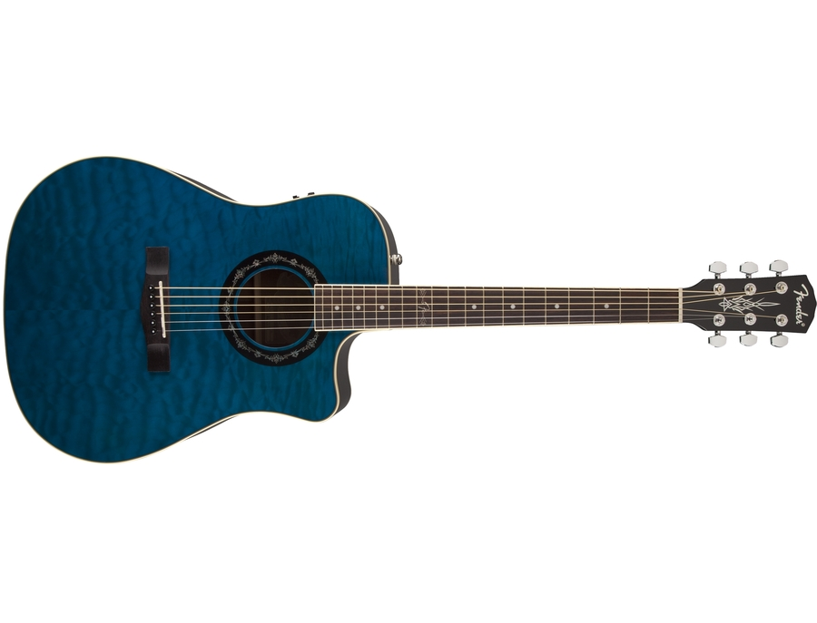 Fender T-Bucket 300CE Acoustic Electric Guitar (Trans Blue Quilt Fender T-Bucket 300CE Acoustic Electric Guitar (Trans Blue Quilt