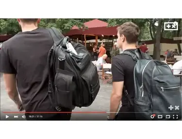 SR1990 Black Leather Backpack