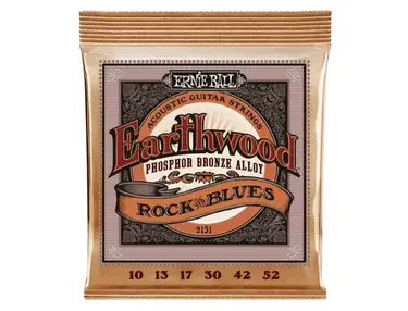 Ernie Ball 2151 Earthwood Rock & Blues Phosphor Bronze Acoustic Guitar Strings (10-52)