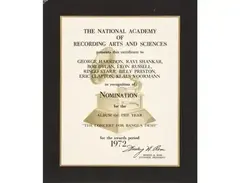 Grammy Award Nomination Letter – "The Concert of Bangladesh" main image