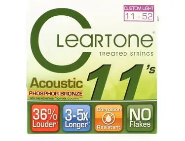 Cleartone 7411 EMP Phosphor Bronze Acoustic Guitar Strings .011-.052 Custom Light