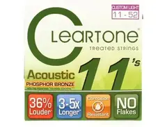 Cleartone 7411 EMP Phosphor Bronze Acoustic Guitar Strings .011-.052 Custom Light