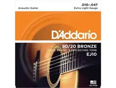 D'Addario EJ10 80/20 Bronze Acoustic Extra Light Strings