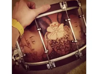 SJC Custom Snare - Custom Wood Burned Snare Drum